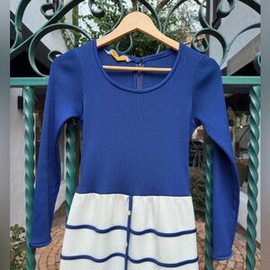 Vintage 1960s Early 1970s Mod Color Block Navy Blue Ayres Unlimited Maxi Dress